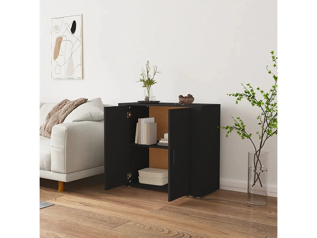 Sideboard Schwarz Anrichte 80x33x70 cm Holzwerkstoff -RM12419