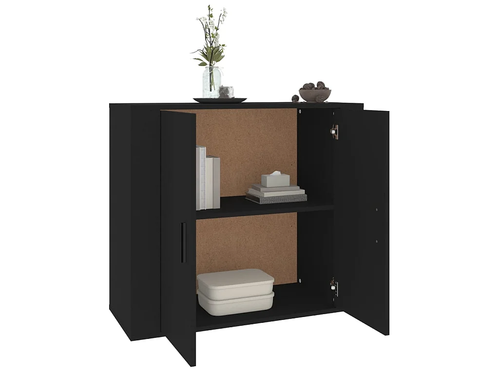 Sideboard Schwarz Anrichte 80x33x70 cm Holzwerkstoff -RM12419