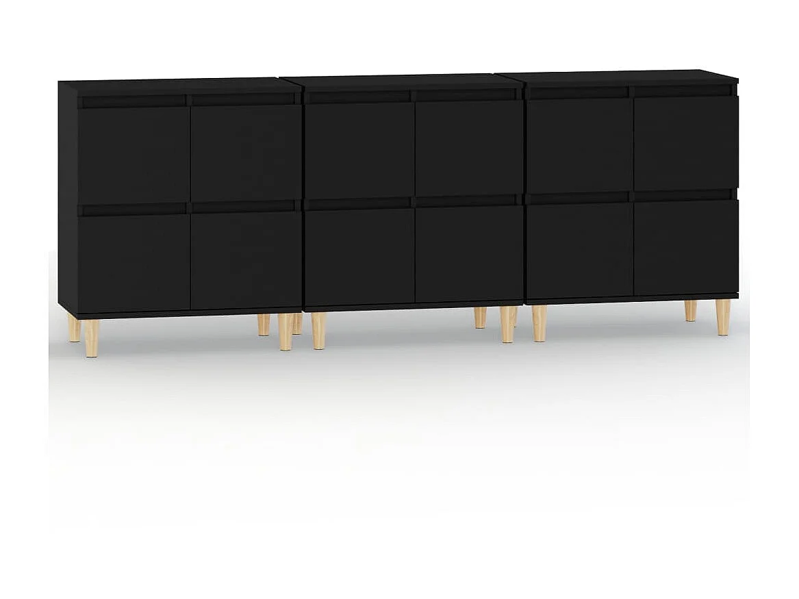 Sideboards im 3er-Set Lowboards Schwarz 60x35x70 cm Holzwerkstoff -RM23108