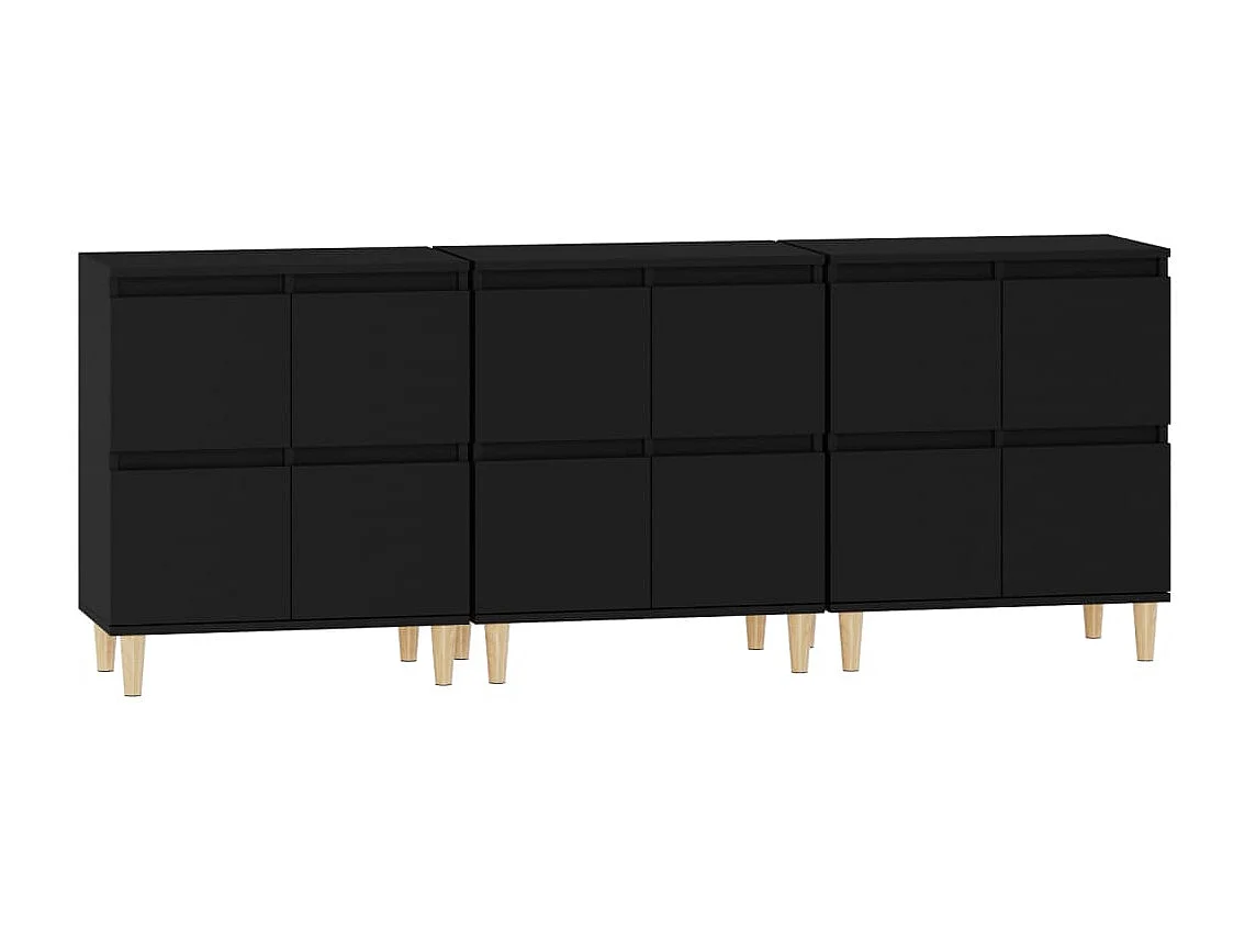 Sideboards im 3er-Set Lowboards Schwarz 60x35x70 cm Holzwerkstoff -RM23108