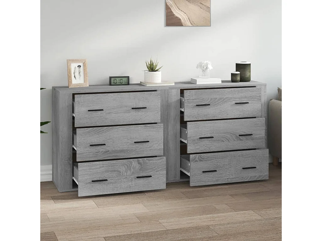Sideboards Grau im 2er-Set Anrichten Sonoma Holzwerkstoff -RM40307