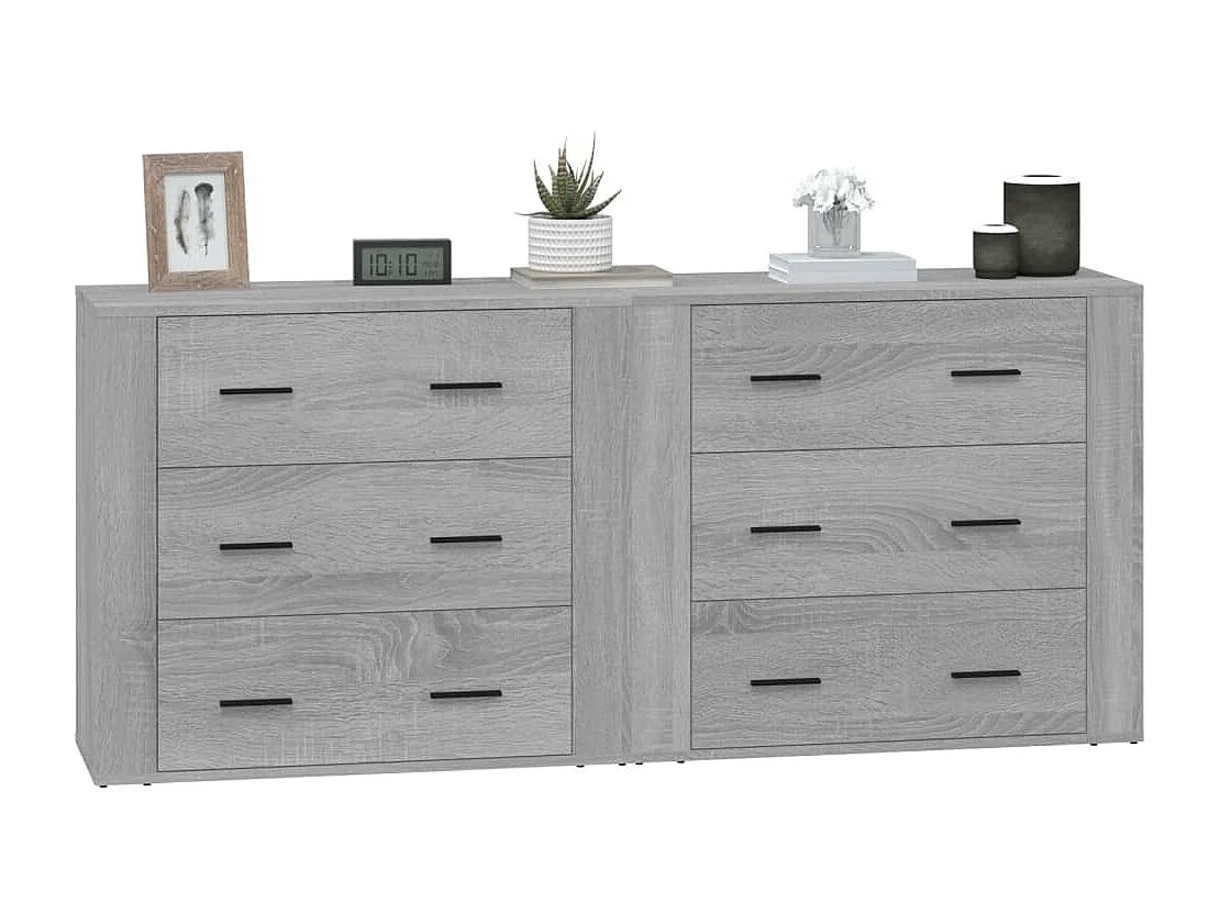 Sideboards Grau im 2er-Set Anrichten Sonoma Holzwerkstoff -RM40307