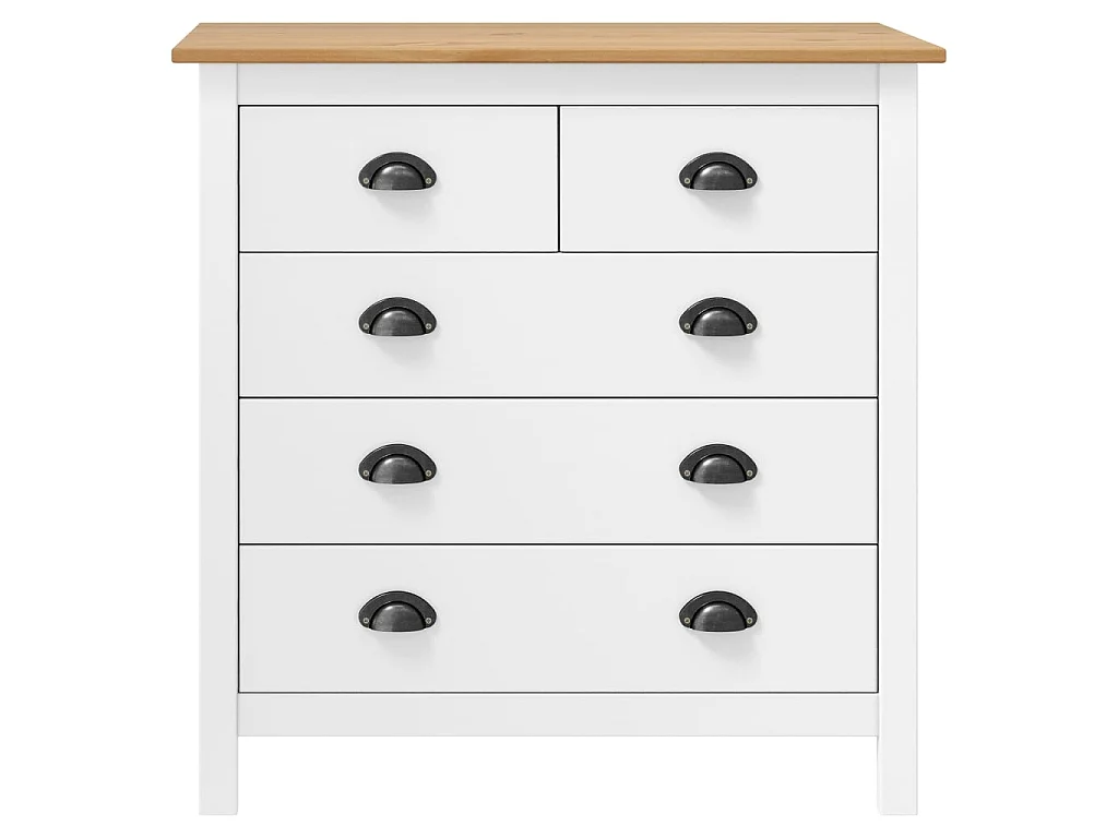 Sideboard Lowboard - Hill Weiß 79x40x80 cm Massivholz Kiefer -RM70388