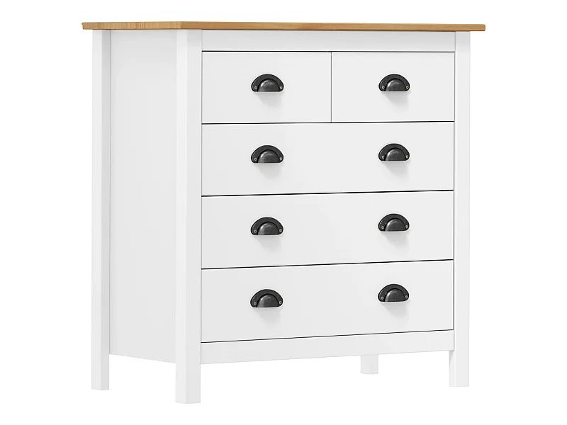 Sideboard Lowboard - Hill Weiß 79x40x80 cm Massivholz Kiefer -RM70388