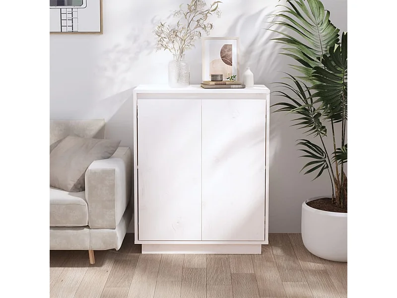 Sideboard Weiß Anrichte 60x34x75 cm Massivholz Kiefer -RM78929