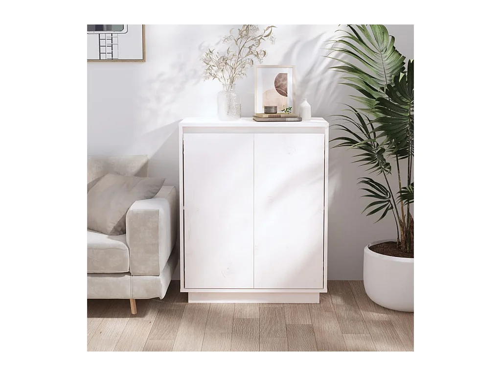 Sideboard Weiß Anrichte 60x34x75 cm Massivholz Kiefer -RM78929