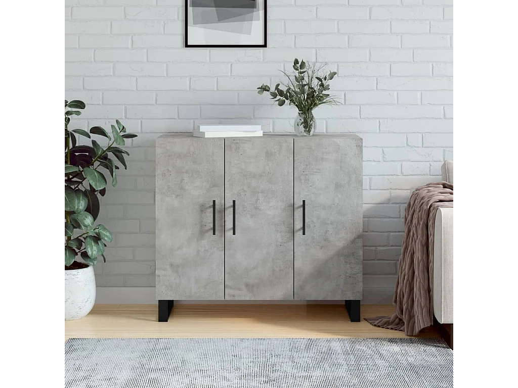 Sideboard Lowboard - Betongrau 90x34x80 cm Holzwerkstoff -RM30236