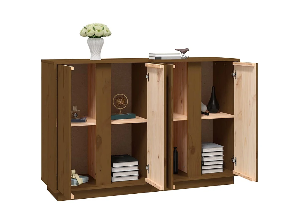 Sideboard Lowboard - Honigbraun 120x35x80 cm Massivholz Kiefer -RM74246