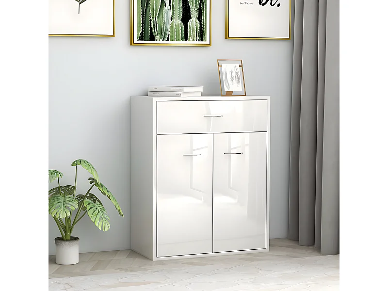 Sideboard Lowboard - Hochglanz-Weiß 60x30x75 cm Holzwerkstoff -RM72122