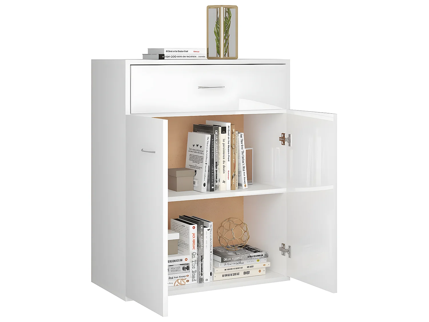 Sideboard Lowboard - Hochglanz-Weiß 60x30x75 cm Holzwerkstoff -RM72122