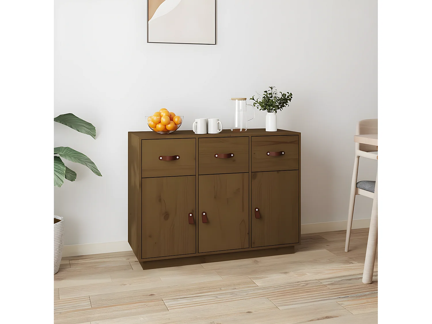 Sideboard Lowboard - Honigbraun 100x40x75 cm Massivholz Kiefer -RM63841