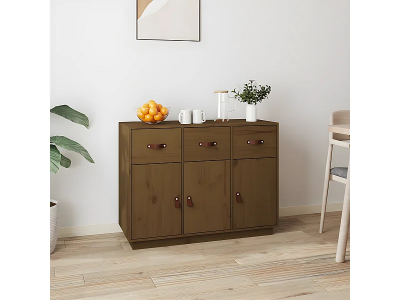 Sideboard Lowboard - Honigbraun 100x40x75 cm Massivholz Kiefer -RM63841