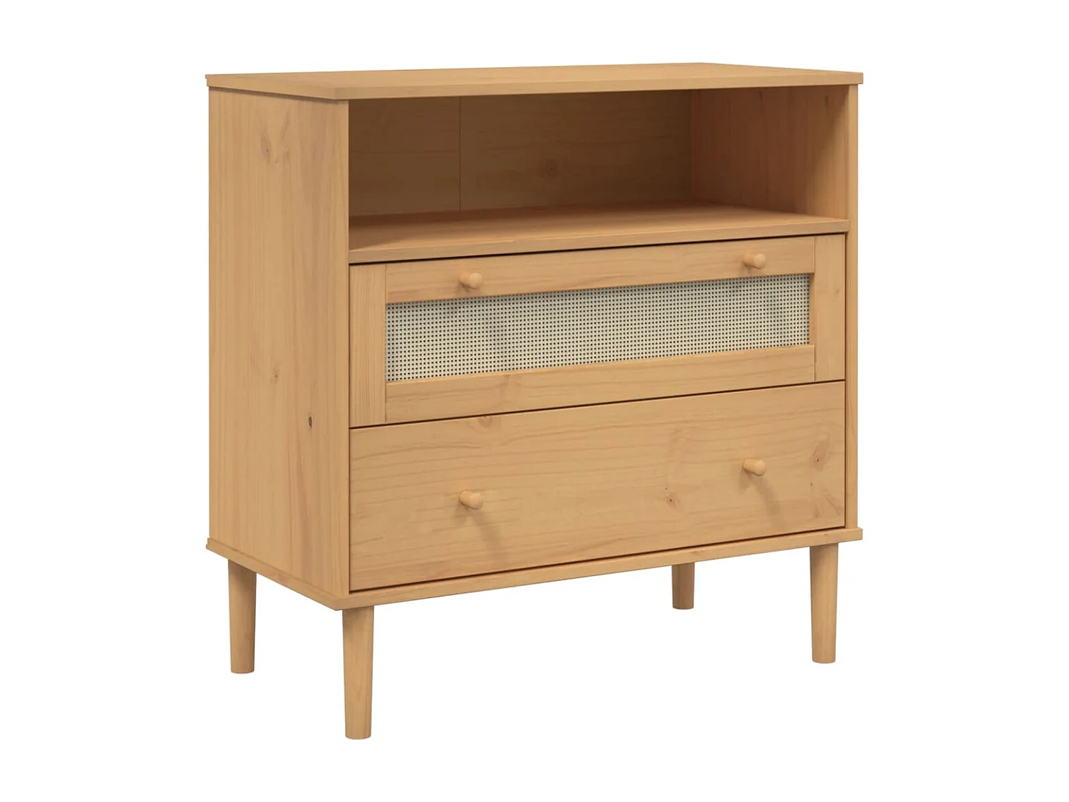 Sideboard Braun Anrichte SENJA Rattan-Optik 80x40x80 cm Kiefernholz -RM48346