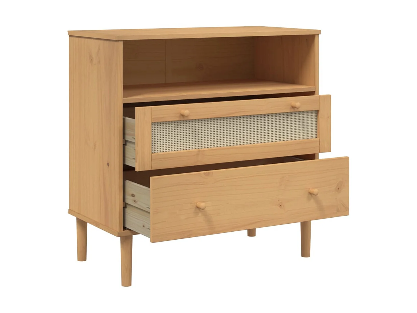 Sideboard Braun Anrichte SENJA Rattan-Optik 80x40x80 cm Kiefernholz -RM48346