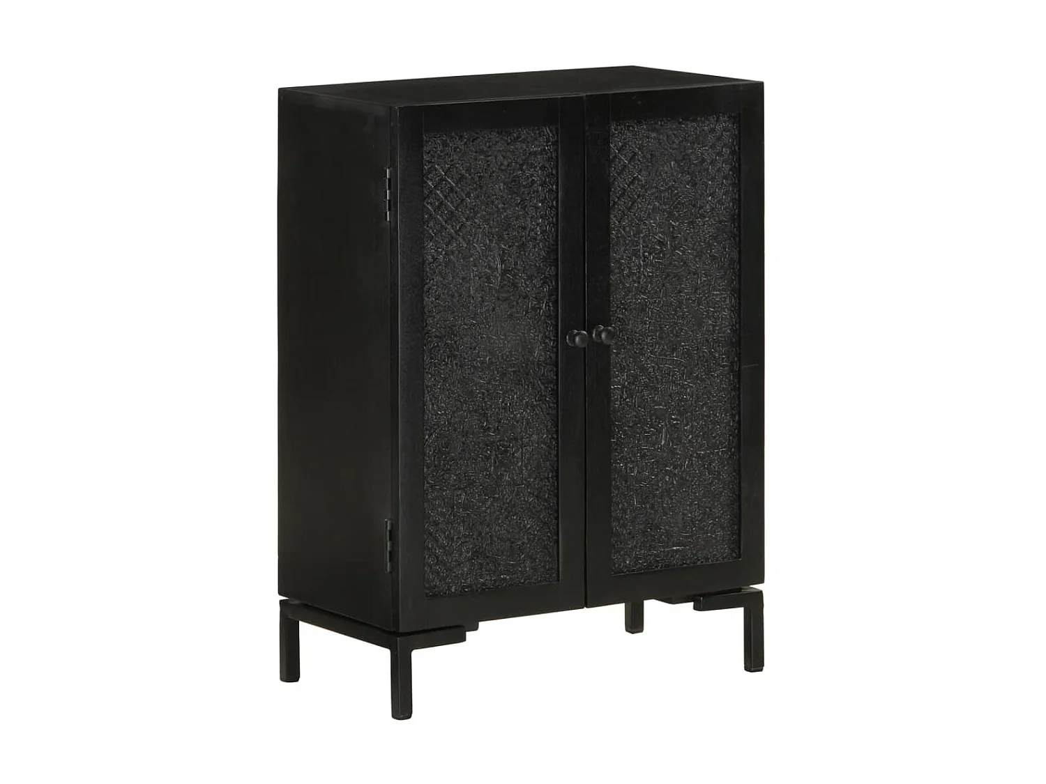 Sideboard Schwarz Anrichte 55x30x77 cm Massivholz Mango und Eisen -RM12426
