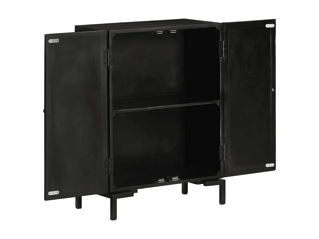 Sideboard Schwarz Anrichte 55x30x77 cm Massivholz Mango und Eisen -RM12426