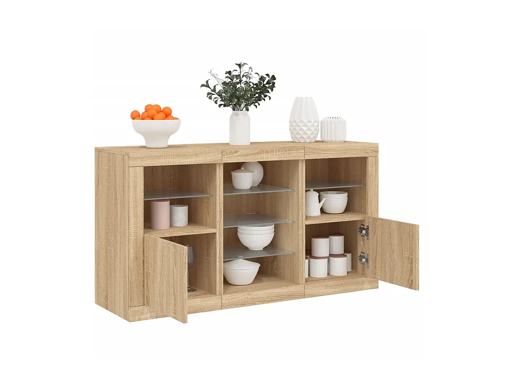 Sideboard mit LED-Leuchten Anrichte Sonoma-Eiche 123x37x67 cm -RM12603