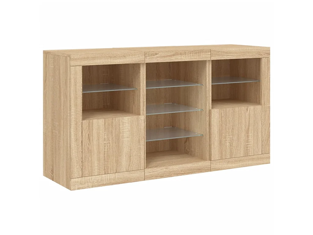 Sideboard mit LED-Leuchten Anrichte Sonoma-Eiche 123x37x67 cm -RM12603