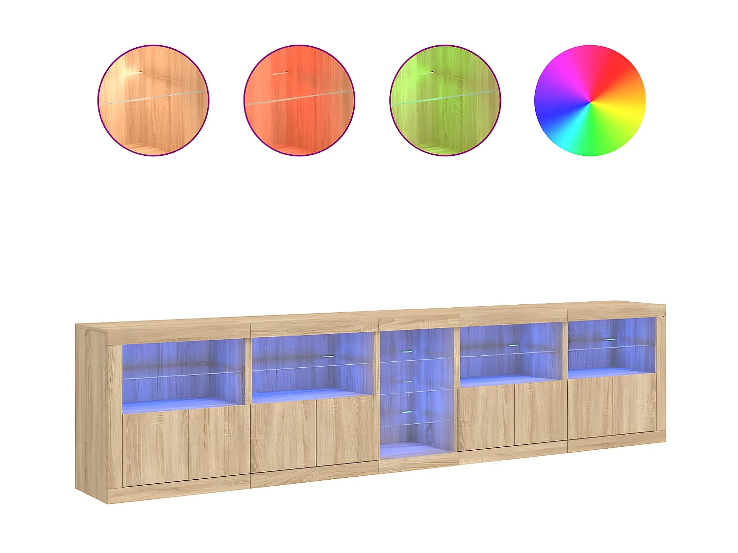Sideboard mit LED-Leuchten Anrichte Sonoma-Eiche 283x37x67 cm -RM29253