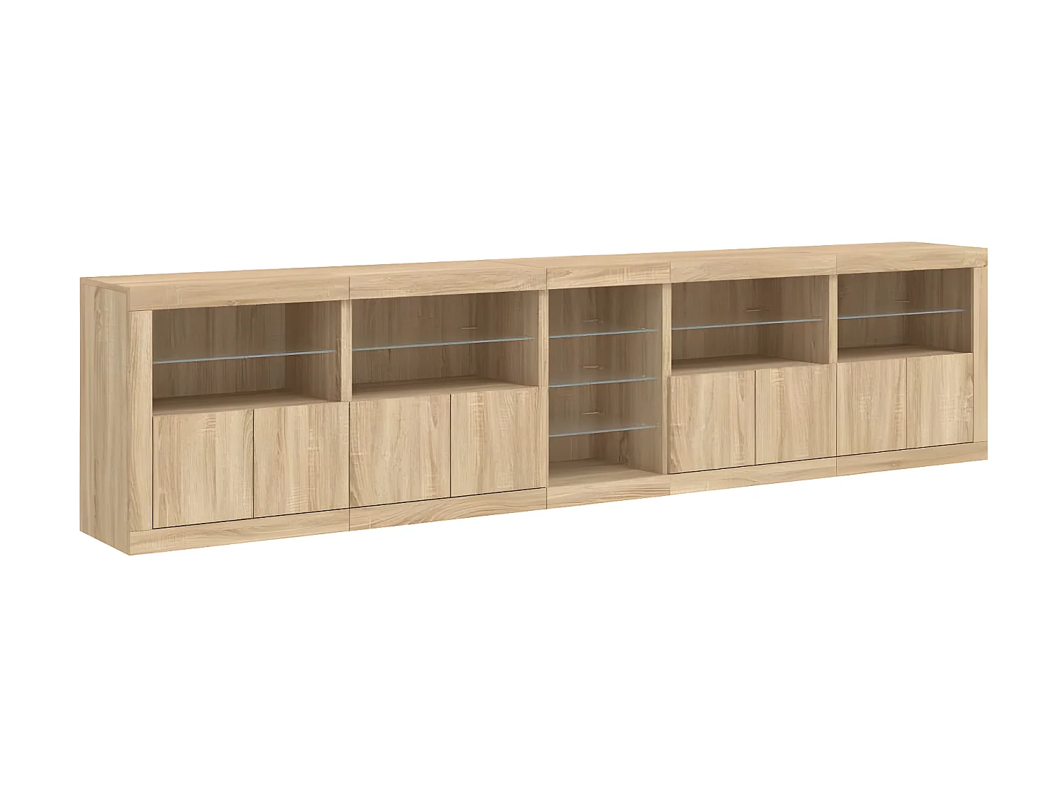 Sideboard mit LED-Leuchten Anrichte Sonoma-Eiche 283x37x67 cm -RM29253