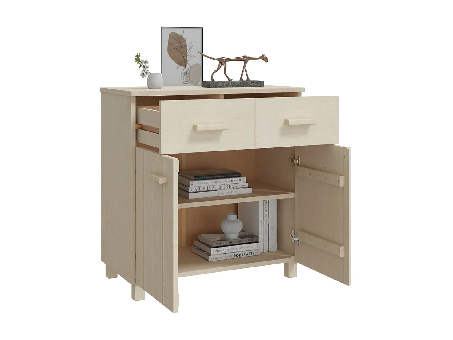 Sideboard Lowboard - HAMAR Honigbraun 79x40x80 cm Massivholz Kiefer -RM73162