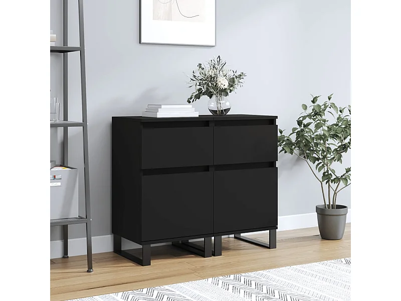 Sideboards Schwarz im 2er-Set Anrichten 40x35x70 cm Holzwerkstoff -RM14699