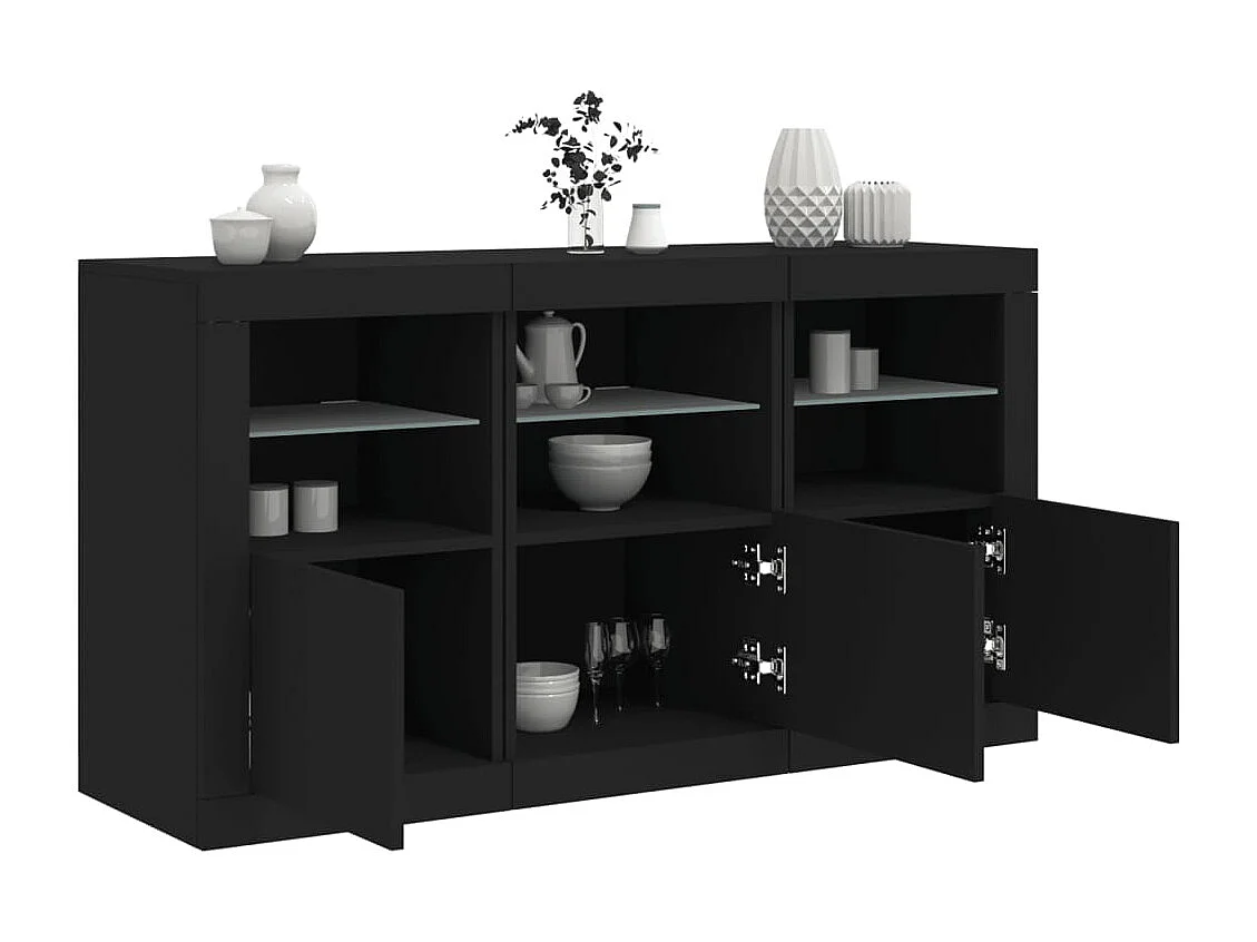Sideboard mit LED-Leuchten Anrichte Schwarz 123x37x67 cm -RM76487