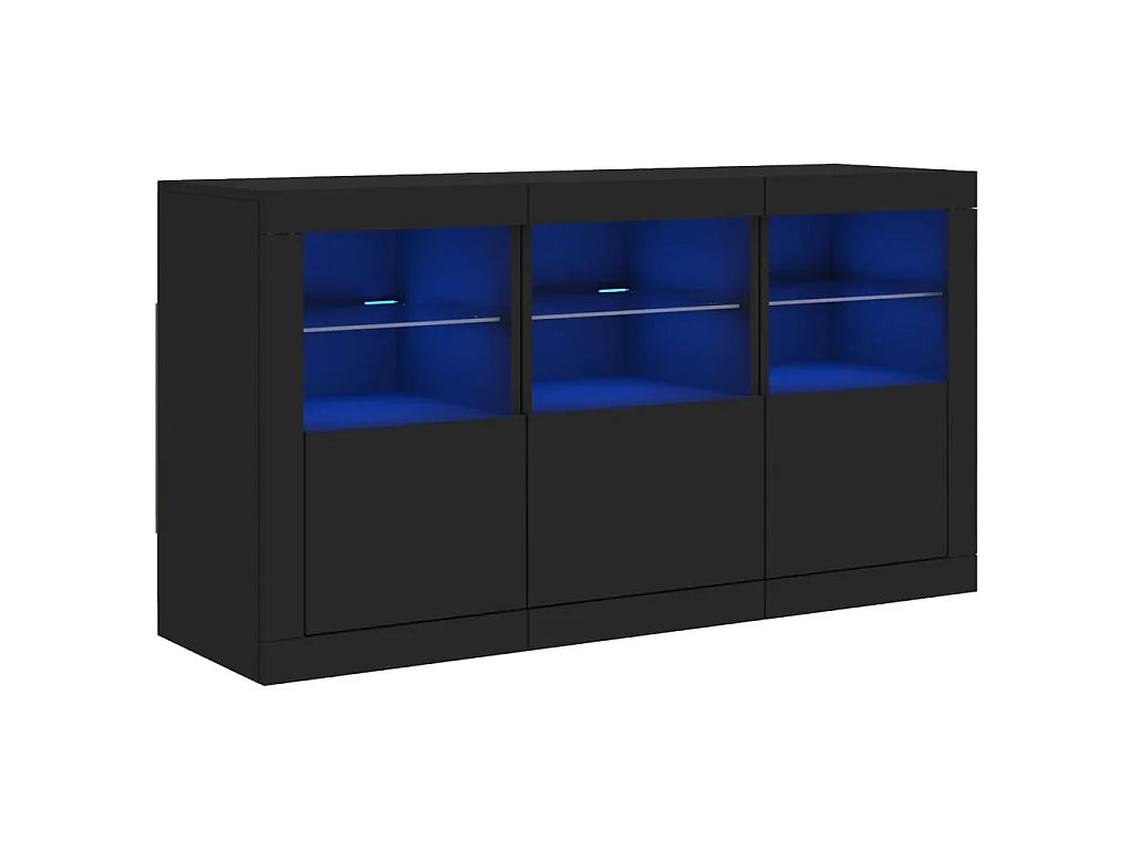 Sideboard mit LED-Leuchten Anrichte Schwarz 123x37x67 cm -RM76487