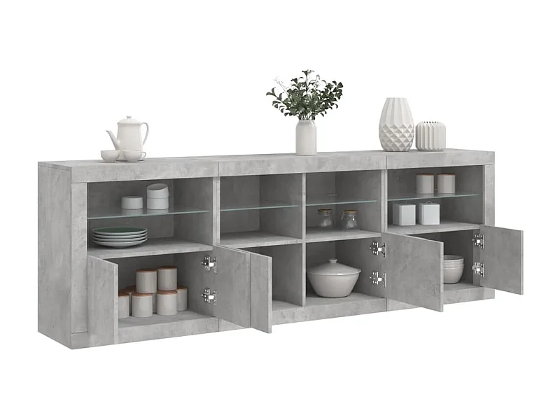 Sideboard mit LED-Leuchten - Anrichte Betongrau 202x37x67 cm -RM90827