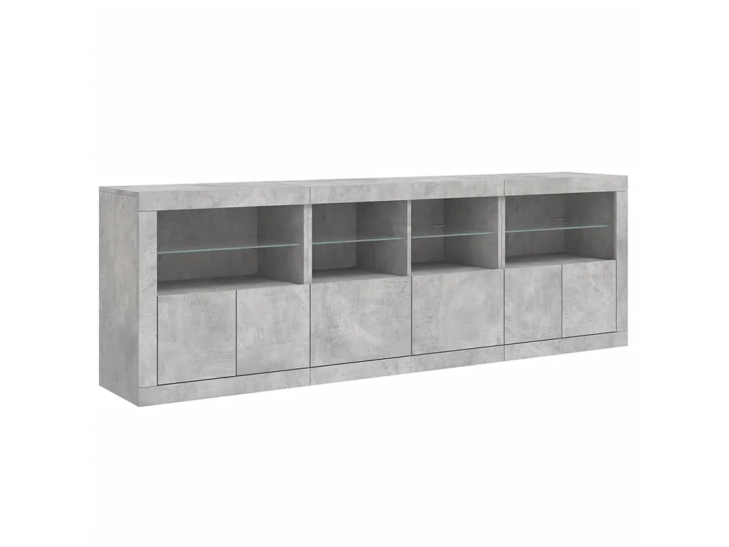 Sideboard mit LED-Leuchten - Anrichte Betongrau 202x37x67 cm -RM90827