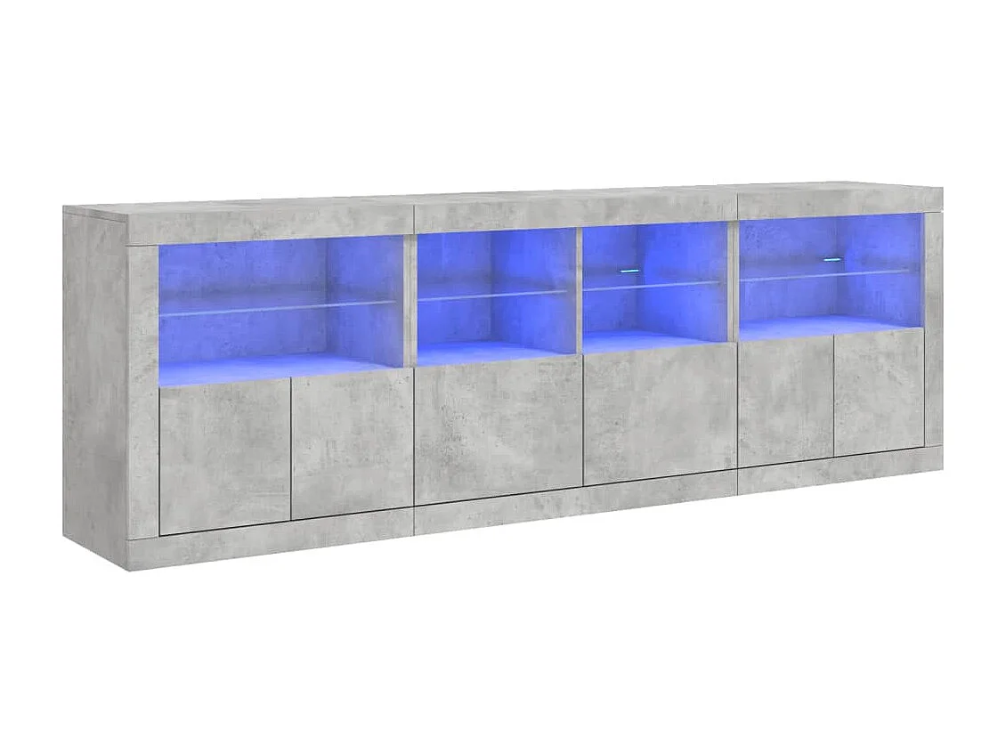 Sideboard mit LED-Leuchten - Anrichte Betongrau 202x37x67 cm -RM90827