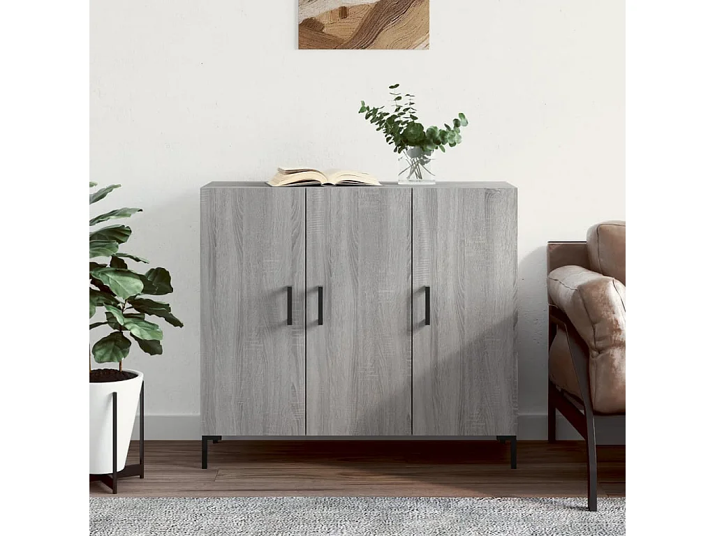 Sideboard Lowboard - Grau Sonoma 90x34x80 cm Holzwerkstoff -RM72907
