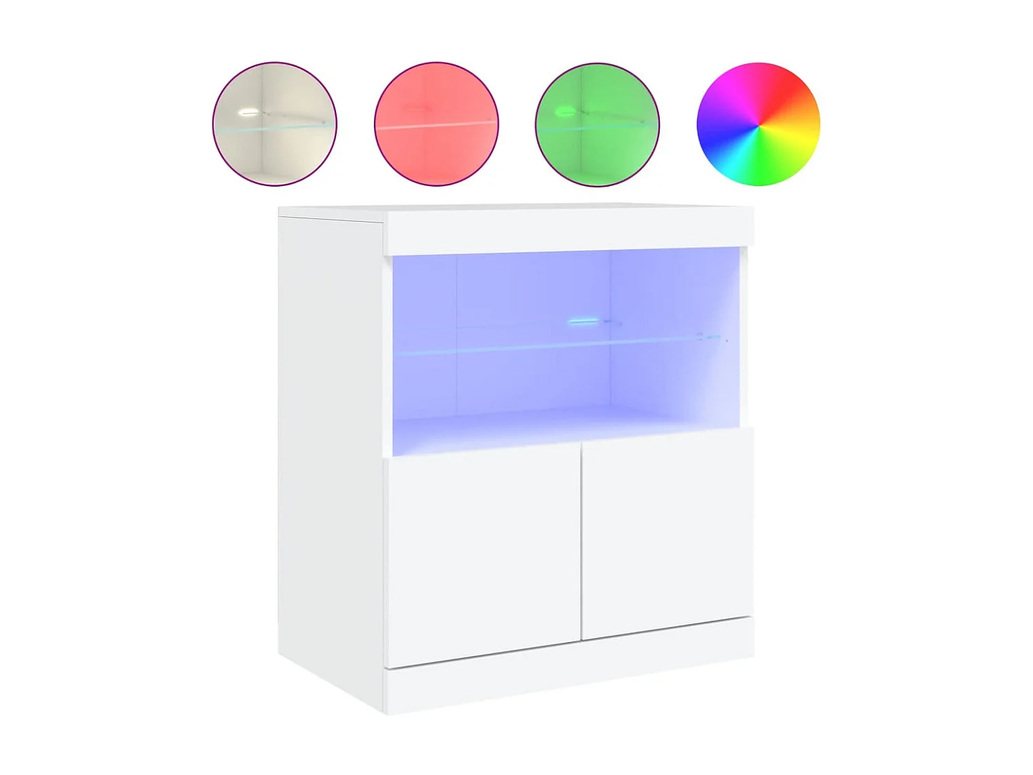 Sideboard mit LED-Leuchten Anrichte Weiß 60x37x67 cm -RM45195