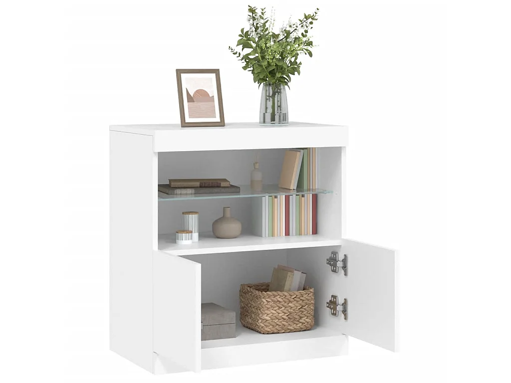 Sideboard mit LED-Leuchten Anrichte Weiß 60x37x67 cm -RM45195