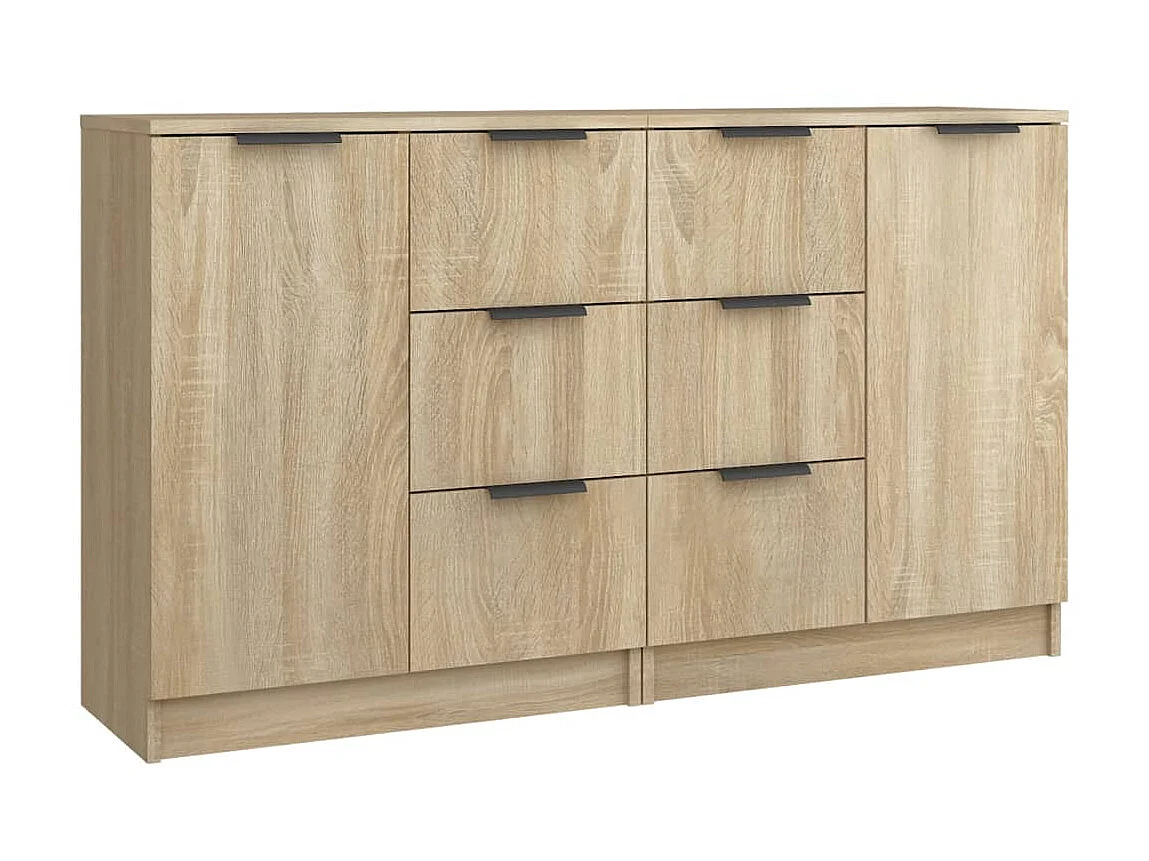 Sideboards im 2er-Set Lowboards Sonoma-Eiche 60x30x70 cm Holzwerkstoff -RM16116