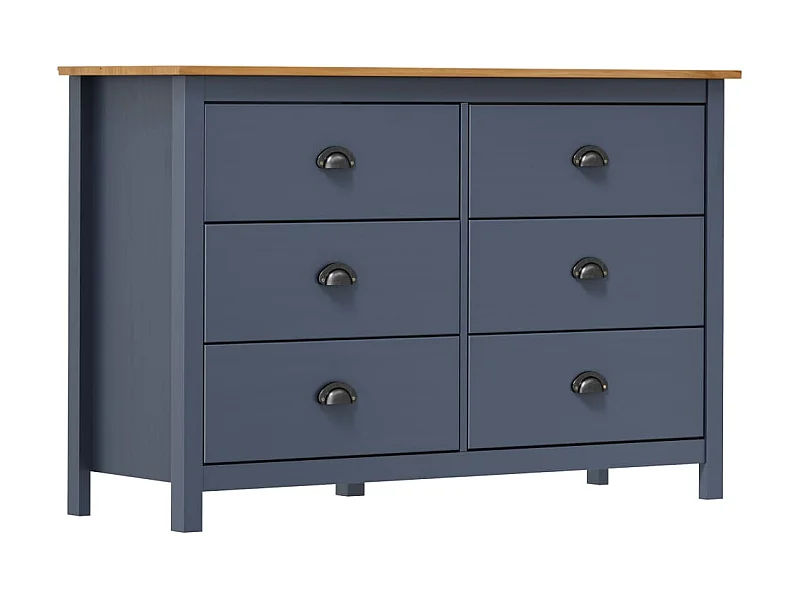 Sideboard Lowboard - Hill Grau 125x40x80 cm Massivholz Kiefer -RM39393
