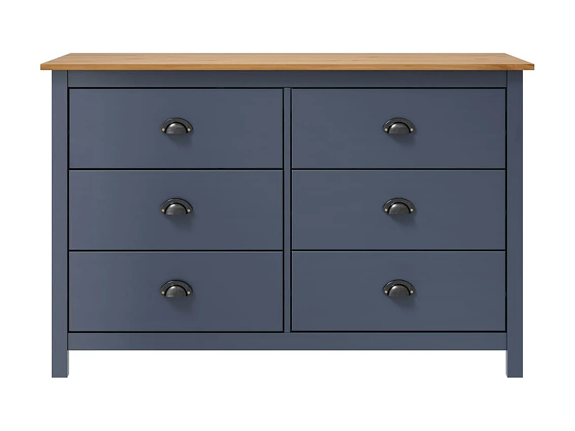 Sideboard Lowboard - Hill Grau 125x40x80 cm Massivholz Kiefer -RM39393