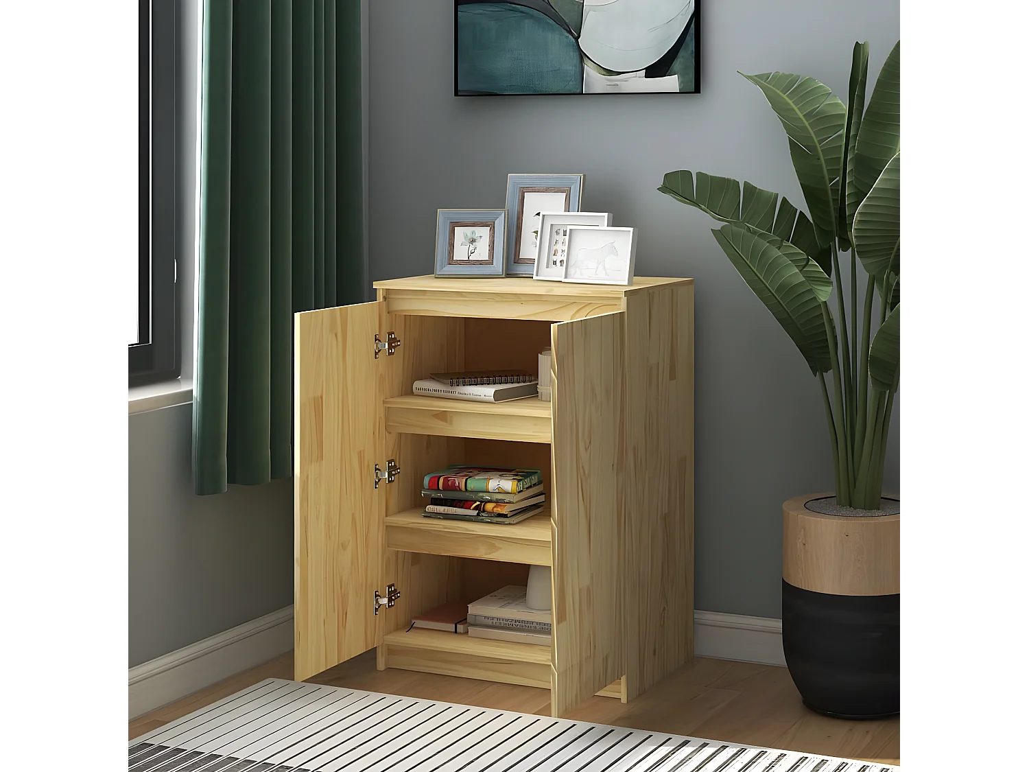 Sideboard Anrichte - 60x36x84 cm Massivholz Kiefer -RM20150