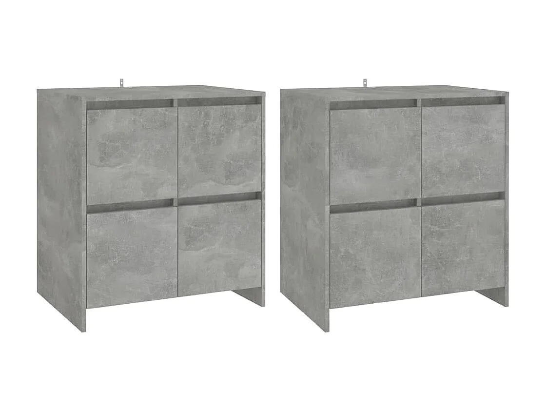 Sideboards im 2er-Set Lowboards Betongrau 70x41x75 cm Holzwerkstoff -RM18753