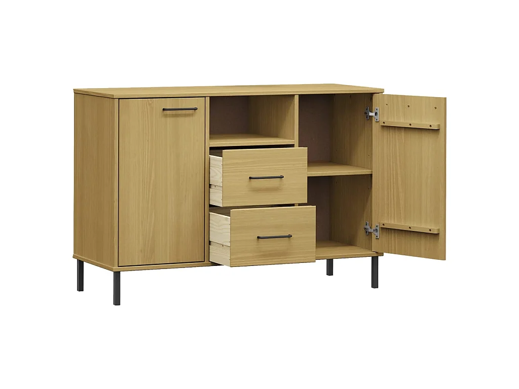 Sideboard Anrichte mit Metallbeinen OSLO Braun 113x40x77 cm Massivholz -RM35012