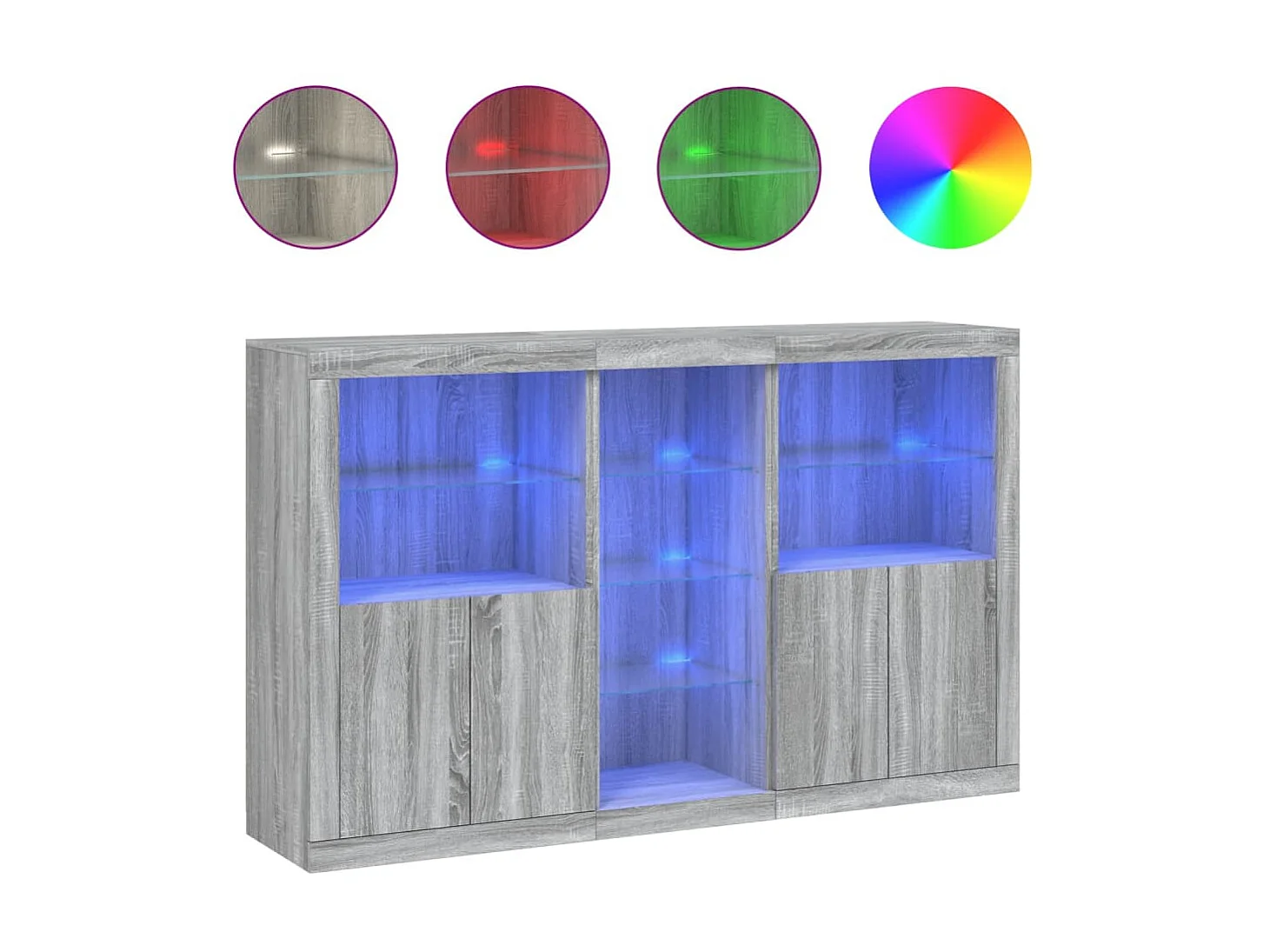 Sideboard Grau Anrichte mit LED-Leuchten Sonoma 162x37x100 cm -RM24861