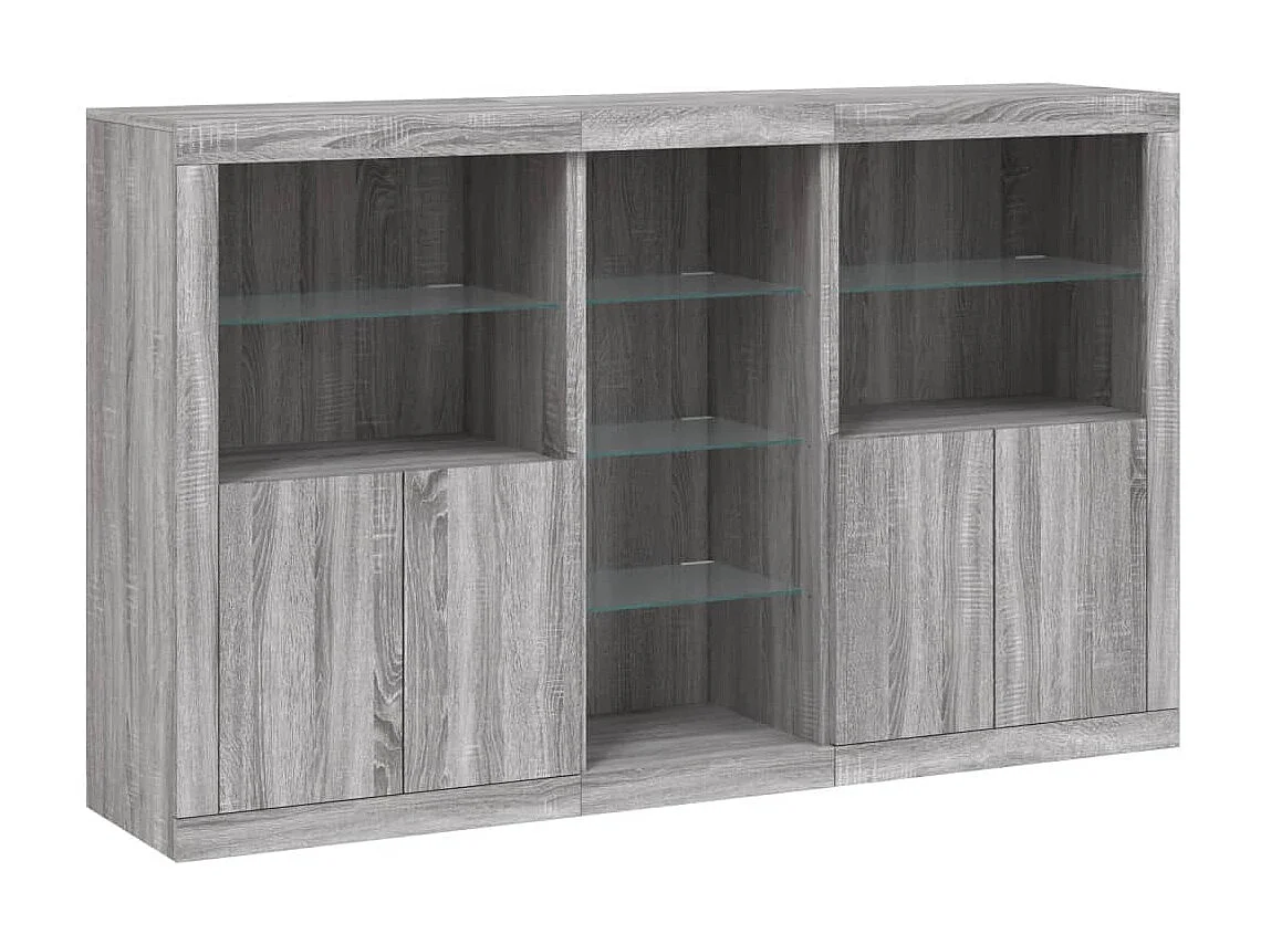 Sideboard Grau Anrichte mit LED-Leuchten Sonoma 162x37x100 cm -RM24861