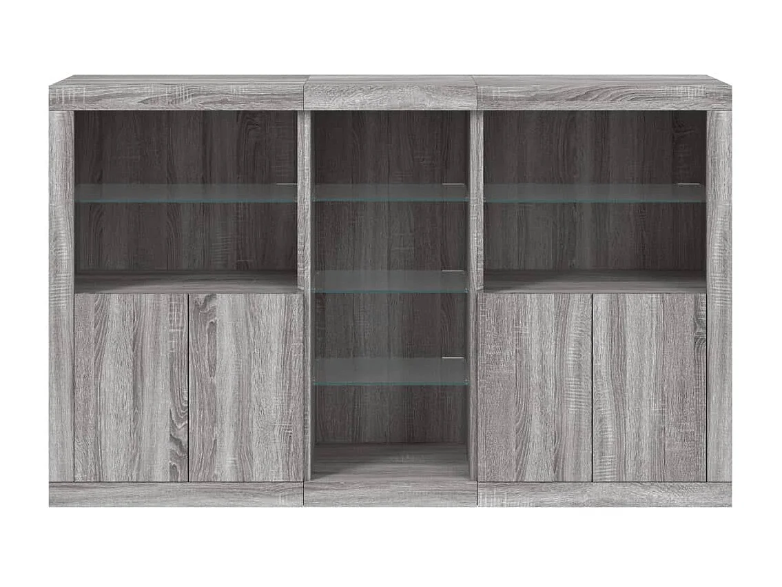 Sideboard Grau Anrichte mit LED-Leuchten Sonoma 162x37x100 cm -RM24861