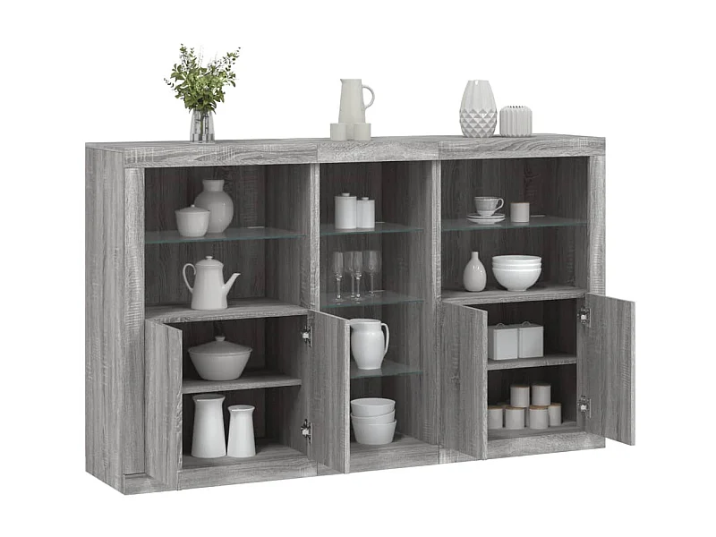 Sideboard Grau Anrichte mit LED-Leuchten Sonoma 162x37x100 cm -RM24861