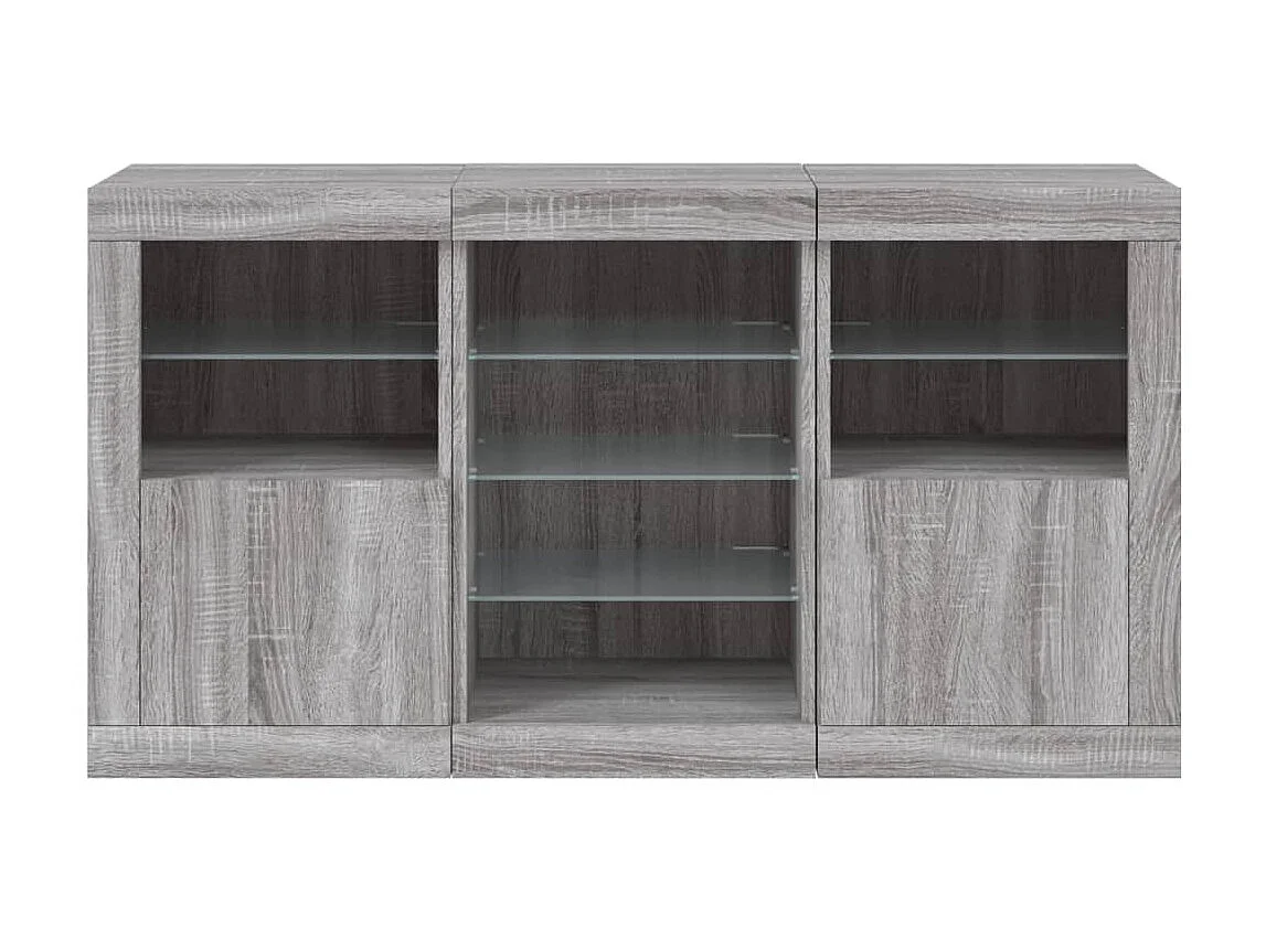 Sideboard Grau Anrichte mit LED-Leuchten Sonoma 123x37x67 cm -RM86004