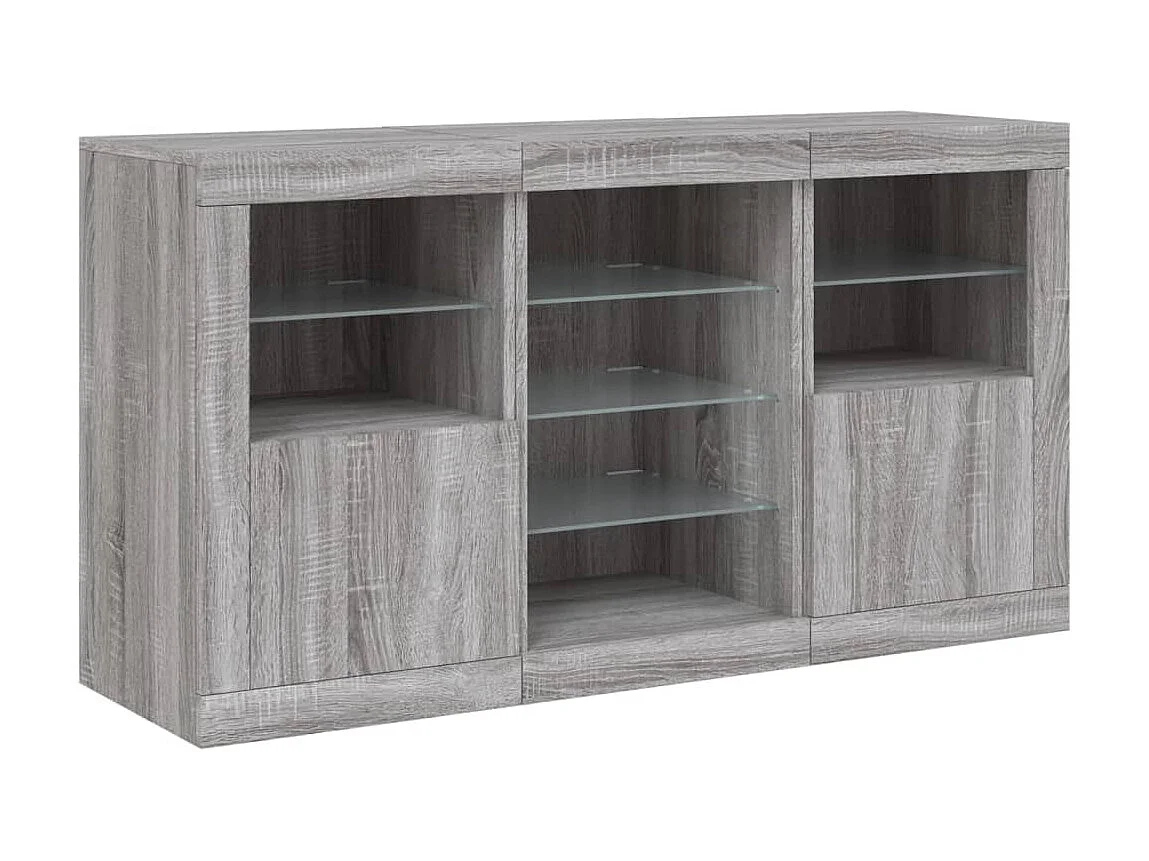 Sideboard Grau Anrichte mit LED-Leuchten Sonoma 123x37x67 cm -RM86004