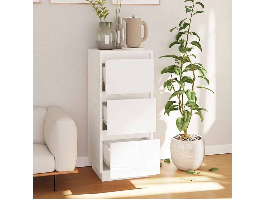 Sideboard Weiß Anrichte 32x34x75 cm Massivholz Kiefer -RM17546