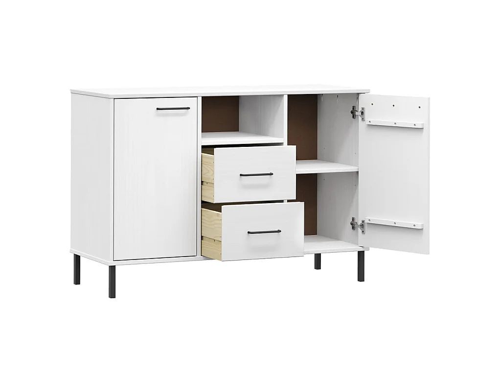 Sideboard Anrichte mit Metallbeinen OSLO Weiß 113x40x77 cm Massivholz -RM75216