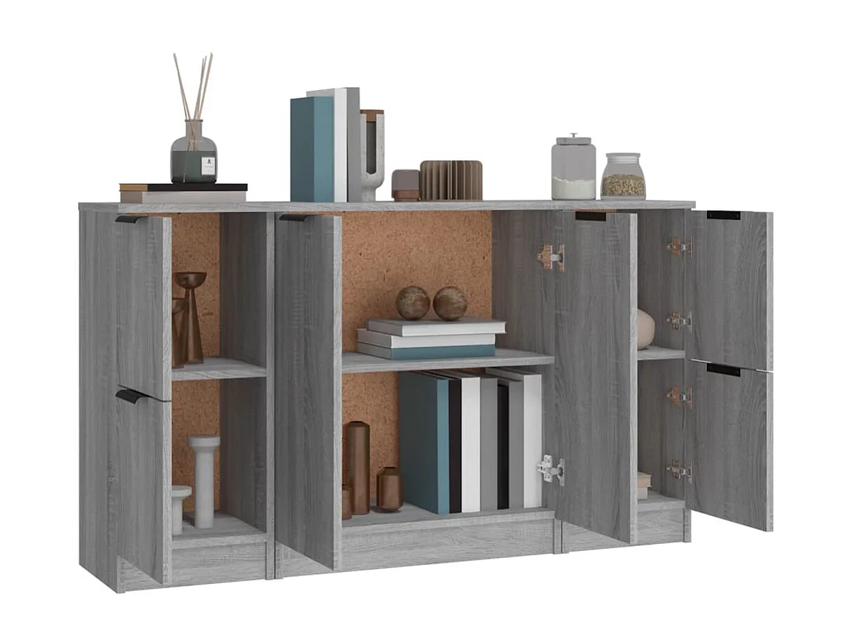 Sideboards Grau im 3er-Set Anrichten Sonoma Holzwerkstoff -RM84910