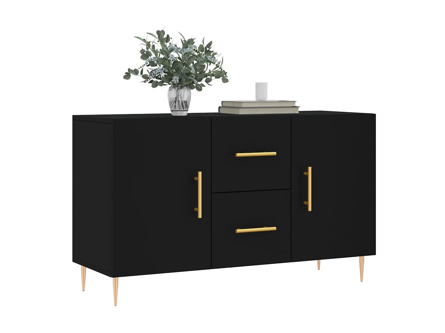 Sideboard Schwarz Anrichte 100x36x60 cm Holzwerkstoff -RM14834